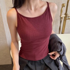 批发韩式<b class='q'>百搭</b>RC棉一体杯背心设计感纯色秋冬内搭<b class='q'>百搭</b>打底吊带修身上衣