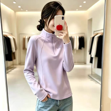 批发260克膨体德绒秋冬新款女保暖<b class='q'>立领</b>半拉链套头上衣可外穿减龄上衣