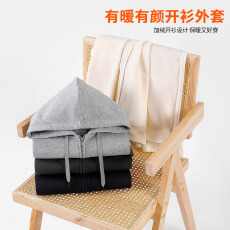 批发400g面料华棉加绒拉链双帽卫衣