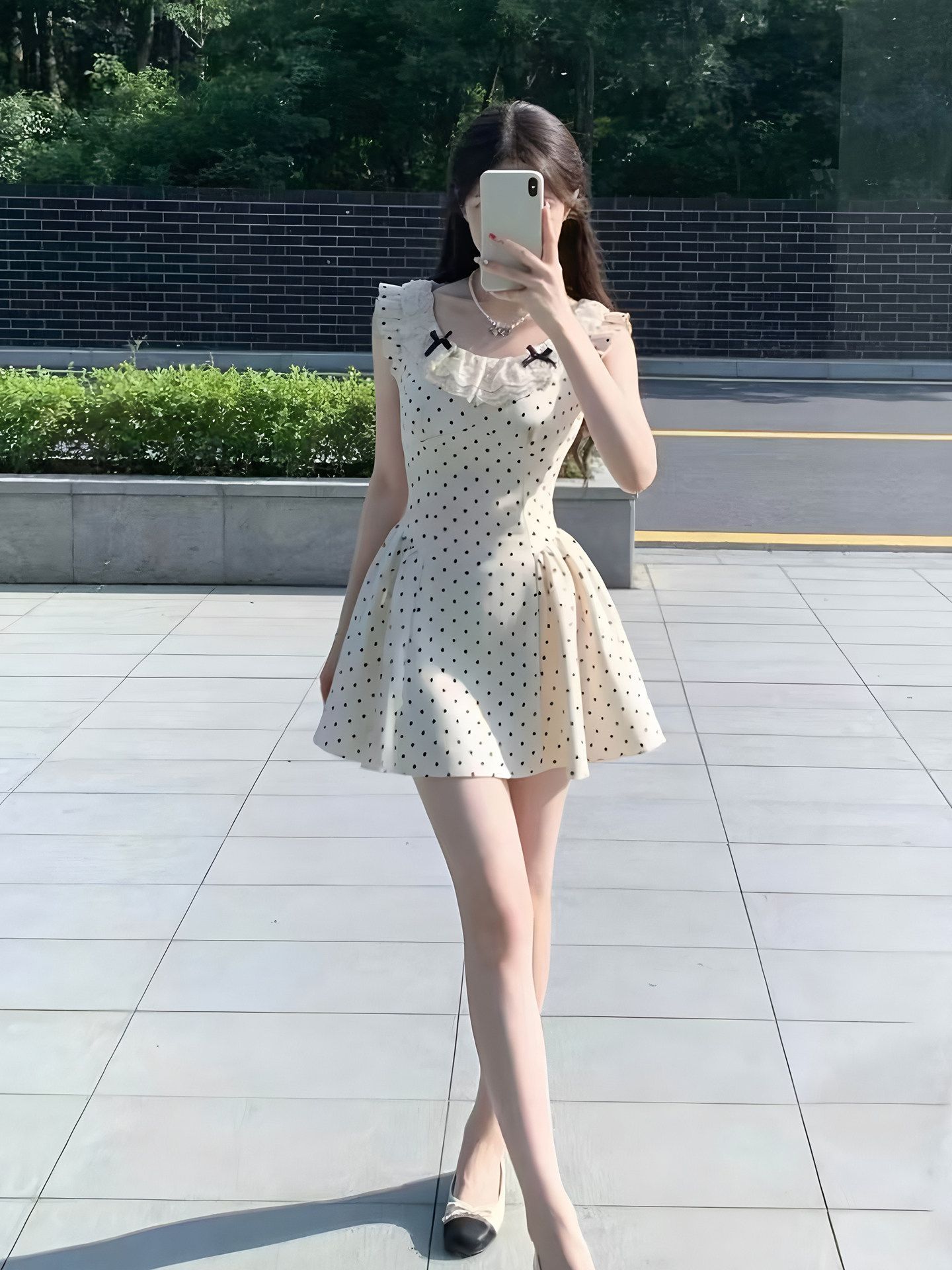 RY7916# 法式千金风波点连衣裙女夏季飞飞袖小裙子甜美生日裙收腰裙子短裙