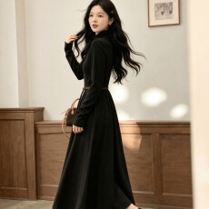 批发大码女装韩版胖MM修身显瘦纯色<b class='q'>连衣裙</b>春秋新款气质减龄拼接长裙子