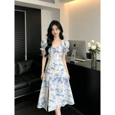 批发新款衣裙碎花小个子英伦风碎花<b class='q'>连衣裙</b>夏装法式港味个子英伦纯欲