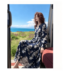 批发法式显瘦辣妹辣妈气质<b class='q'>欧美风</b>新款春夏收腰大裙摆长袖波西米亚复古