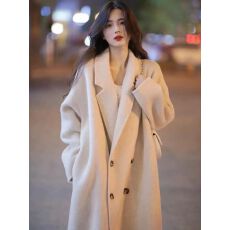 批发紫色毛呢大衣女2026秋冬韩版中长款宽松过膝爆款毛呢外套