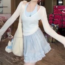 批发白色<b class='q'>蕾丝</b>短裙女2025夏季芭蕾风蛋糕裙高腰百搭显瘦新款a字半身裙
