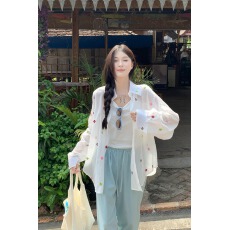 批发减龄重工彩色<b class='q'>花朵</b>刺绣衬衫女2026休闲宽松长袖上衣防晒外套