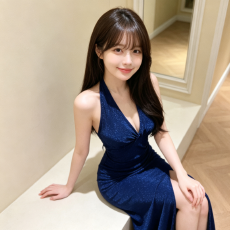 批发2026新款秋细闪挂脖深V蓝色礼服裙轻奢高级感生日宴会开叉<b class='q'>连衣裙</b>