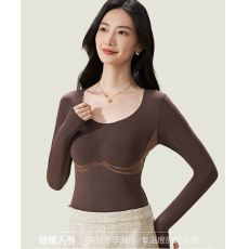 批发영기홍 莱赛尔反重力半高领提拉保暖打底衫秋冬长袖内衣女固定杯