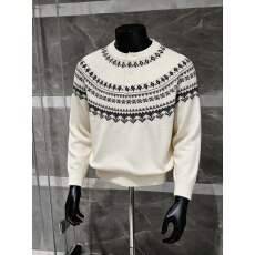 高品质~提花半高领毛衣男韩系复古费尔岛高级感痞帅宽松慵懒针织
