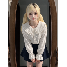 批发日系春秋季甜美JK制服娃娃领长袖<b class='q'>衬衫</b>女洛丽塔内搭<b class='q'>灯笼袖</b>学生套装