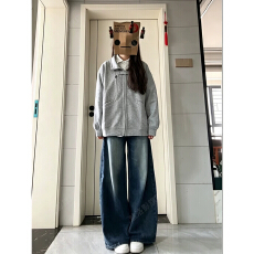 批发美式复古<b class='q'>立领</b>形卫衣秋冬季加绒开衫刺绣百搭拉链外套宽松上衣潮