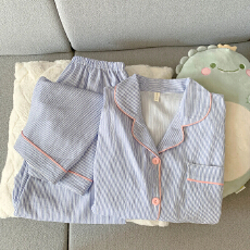 批发2027韩版新款翻领云朵棉睡衣女长袖宽松开衫家居服学生甜美套装女