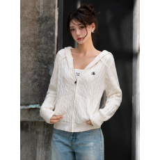 批发连帽毛衣<b class='q'>开衫</b>外套女秋季修身麻花<b class='q'>针织衫</b>卫衣上衣早秋