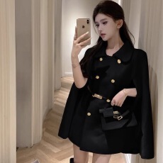 批发富家千金小香风毛呢外套女<b class='q'>秋</b>冬季高级感超好看小个子气质斗篷大衣