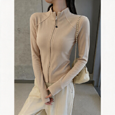 批发德绒立领双拉链开衫长袖女2026早秋新款洋气时尚<b class='q'>修身</b>显瘦卫衣外套