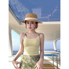 批发泰式辣妹猫眼石串珠多巴胺<b class='q'>吊带</b>背心女夏季新款<b class='q'>时尚</b>独特绝美短上衣