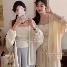 批发韩系温柔风防晒开衫女<b class='q'>夏</b>季新款气质百搭洋气遮肉薄款长袖开衫上衣