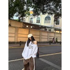 批发档口上新 2026年春季新款美式<b class='q'>街头</b>风字母印花长袖T恤女宽松显瘦