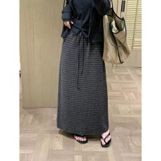 批发档口上新 2026年<b class='q'>秋</b>季新款女士针织半身长裙高腰抽绳休闲A字裙