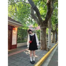 批发档口上新 2026年春秋甜美森系波点假两件套<b class='q'>连衣裙</b><b class='q'>娃娃</b>领泡泡袖