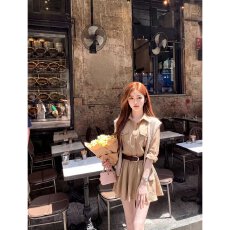 批发档口上新 2026年春秋季女装<b class='q'>连体</b>短裤衬衫裙翻领百褶裙摆套装