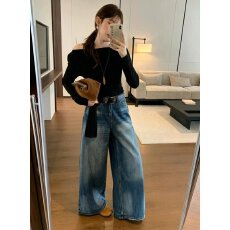 批发档口上新 2026年春秋新款蓝色高腰阔腿牛仔<b class='q'>裤</b>女韩系显瘦<b class='q'>百搭</b>长<b class='q'>裤</b>