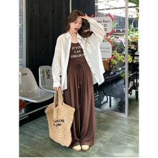 批发档口上新 2026年夏季韩系休闲风女装三件套衬衫吊带背心阔腿裤