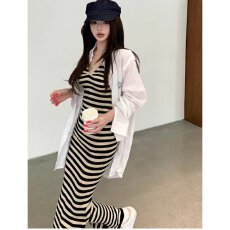 批发档口上新 2026年夏季新款<b class='q'>女</b>装两件套衬衫吊带<b class='q'>连衣裙</b>休闲套装