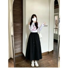 批发档口上新 2026年秋季新款高腰A字大摆工装半身裙女宽松显瘦长裙