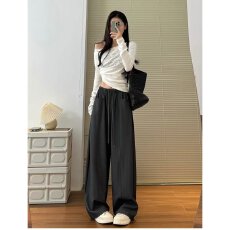 批发档口上新 2026年夏季新款女士高腰宽松直筒阔腿休闲长<b class='q'>裤</b>垂感<b class='q'>百搭</b>