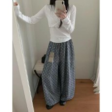 批发档口上新 秋季新款韩版高腰宽松波点阔腿<b class='q'>裤</b><b class='q'>女休闲</b>长<b class='q'>裤</b>显瘦<b class='q'>百搭</b>