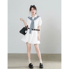批发档口上新 2026年<b class='q'>夏</b>季新款假两件衬衫<b class='q'>连衣裙</b>女收腰显瘦气质长裙