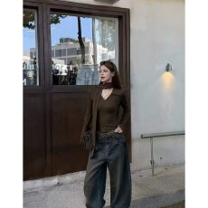 批发档口上新 2026年秋季新款<b class='q'>女</b>装复古水洗牛仔阔腿弯刀裤宽松直筒裤