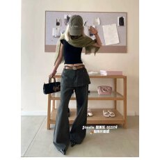 批发档口上新 2026年夏季新款女装假两件牛仔<b class='q'>裙裤</b>高腰微喇显瘦百搭