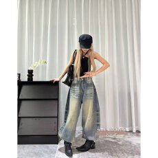 批发档口上新 2026年夏季新款高腰阔腿牛仔裤<b class='q'>女</b>复古水洗做旧破洞<b class='q'>长裤</b>