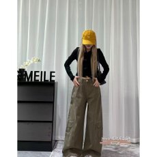 批发档口上新 2026年秋季新款<b class='q'>女</b>装高腰宽松阔腿牛仔裤工装裤<b class='q'>长裤</b>