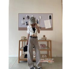 批发档口上新 2026年秋季新款高腰阔腿直筒牛仔裤<b class='q'>女</b>宽松显瘦复古百搭
