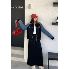 批发档口上新 2026年新款女装美式复古<b class='q'>休闲</b>运动<b class='q'>套装</b>拉链外套配长裙