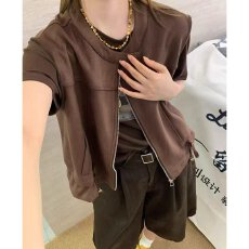 批发档口上新 2026年<b class='q'>夏</b>季新款女装短袖拉链立领马甲宽松休闲抽绳背心