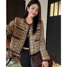 批发档口上新 2026年秋季新款小香风粗花呢短款外套女圆领单排扣开衫