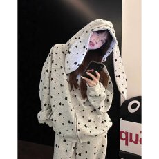 批发档口上新 2026年春秋季新款女装休闲运动套装连帽卫衣阔腿<b class='q'>裤</b><b class='q'>兔</b>耳