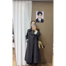 批发档口上新 2026年春秋新款女装宽松直筒双排扣长款风衣大翻领