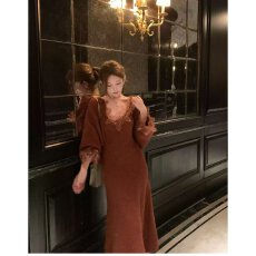 批发档口上新 2026年季节新款女装针织开衫<b class='q'>连衣裙</b>套装蕾丝拼接灯笼袖