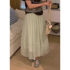 批发档口上新 2026年夏季新款高腰A字大摆百褶半身裙女长款垂坠感显瘦