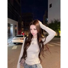 批发档口上新 2026年新款女装修身圆领长袖T恤打底衫纯色<b class='q'>百搭</b>内搭上衣