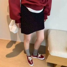 批发档口上新 2026年秋冬新款女装高腰A字波点<b class='q'>半身裙</b>学院风百搭<b class='q'>短裙</b>