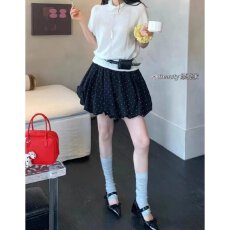 批发档口上新 2026年夏季新款女装高腰花苞<b class='q'>短裙</b>波点蓬蓬裙松紧腰百搭