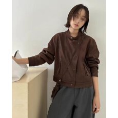 批发档口上新 2026年秋季新款女装复古立领短款夹克斜门襟流苏设计感
