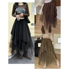 批发档口上新 2026年新款女装不规则拼接<b class='q'>网纱</b>刺绣半身<b class='q'>裙</b>中长款复古