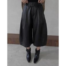 批发档口上新 2026年秋季新款高腰阔腿皮<b class='q'>裤</b>女宽松七分<b class='q'>裤</b>复古<b class='q'>百搭</b>
